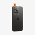 AGL05205 - iPhone 14 Pro / 14 Pro Max Optik Pro Lens Protector in black showing the device
